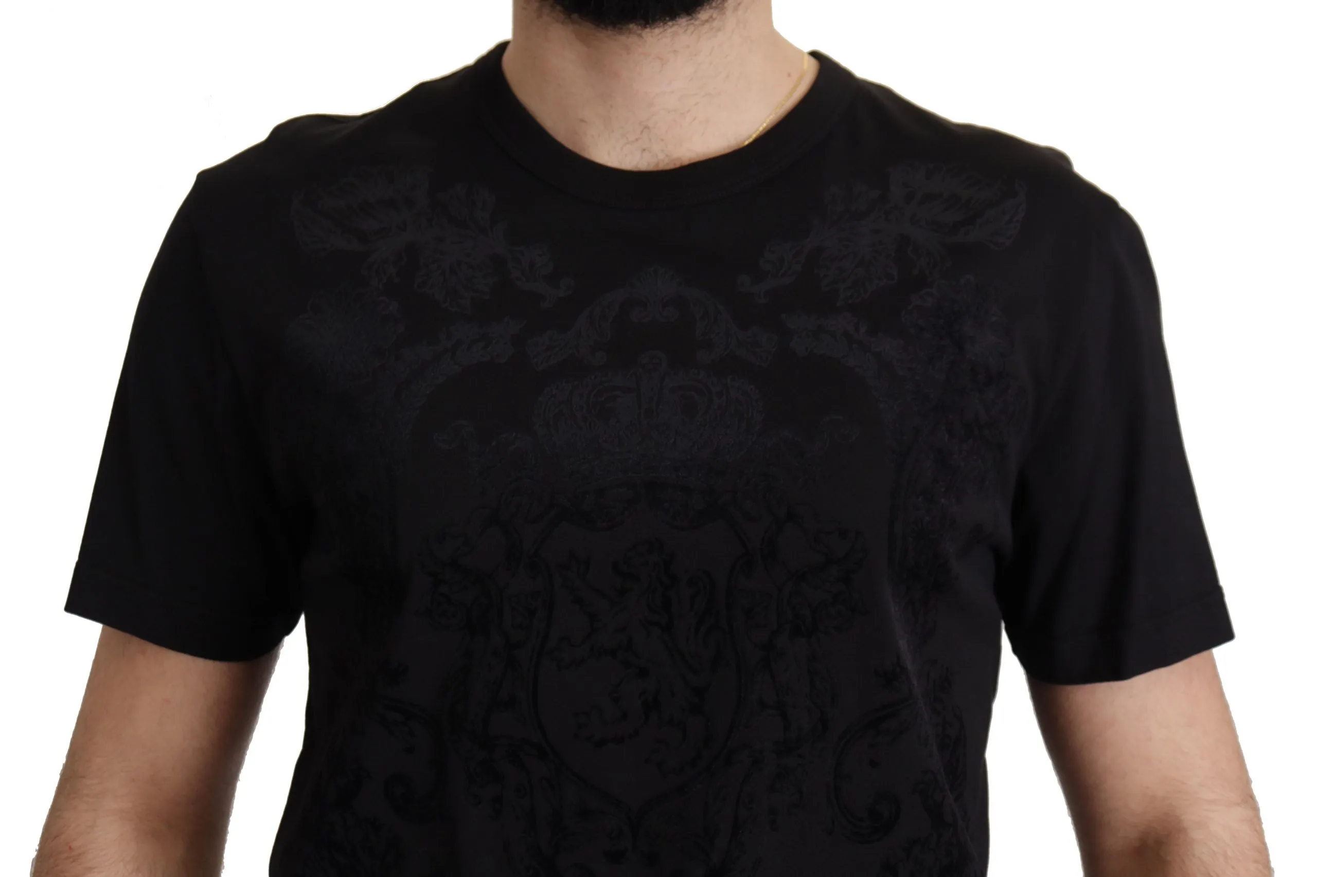 Elegant Black Baroque Crewneck Tee sold by Louxly product image thumbnail 2