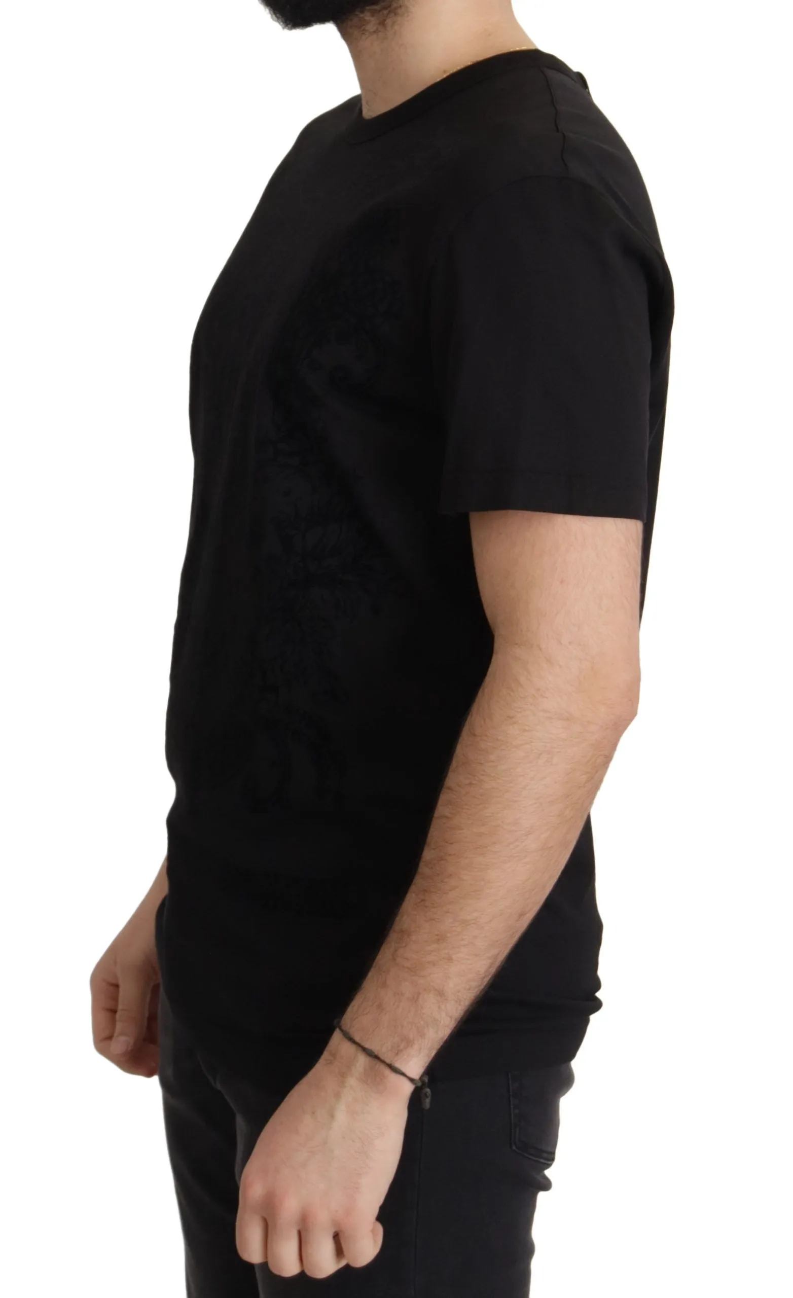 Elegant Black Baroque Crewneck Tee sold by Louxly product image thumbnail 4