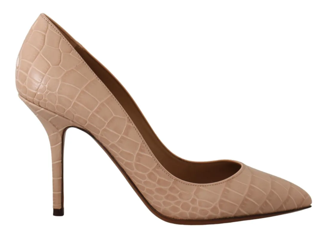 Elegant Nude Leather Kitten Heels Pumps sold by Louxly