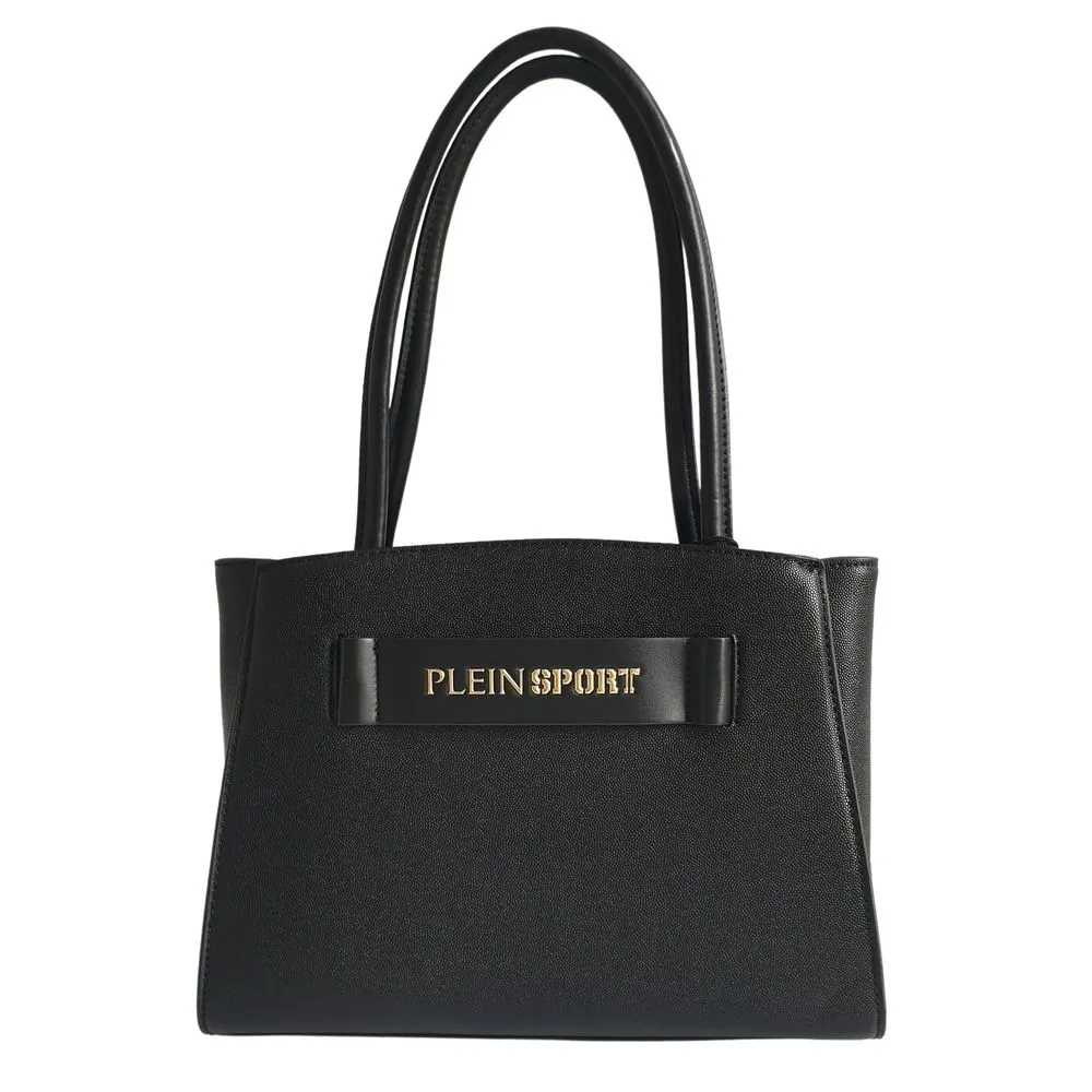 Sleek Black Three-Compartment Tote Bag sold by Louxly