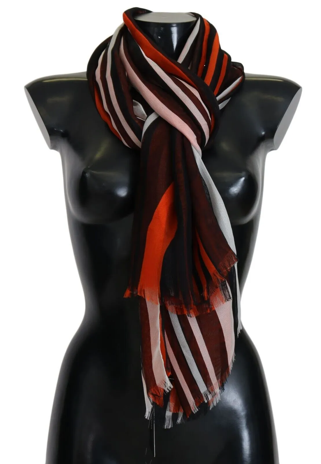 Elegant Multicolor Silk Fringed Scarf sold by Louxly