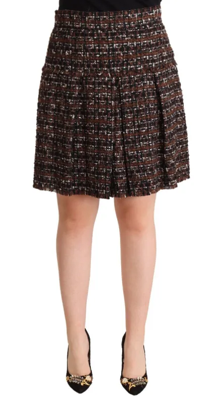 Chic Brown A-line Pleated Mini Skirt sold by Louxly