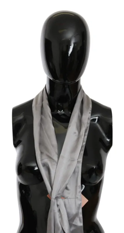 Sleek Silver Silk Neck Scarf for Men made by Ermanno Scervino