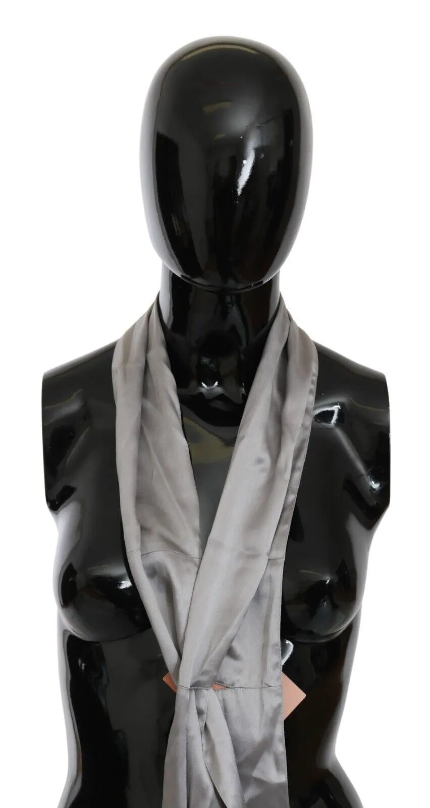 Sleek Silver Silk Neck Scarf for Men sold by Louxly
