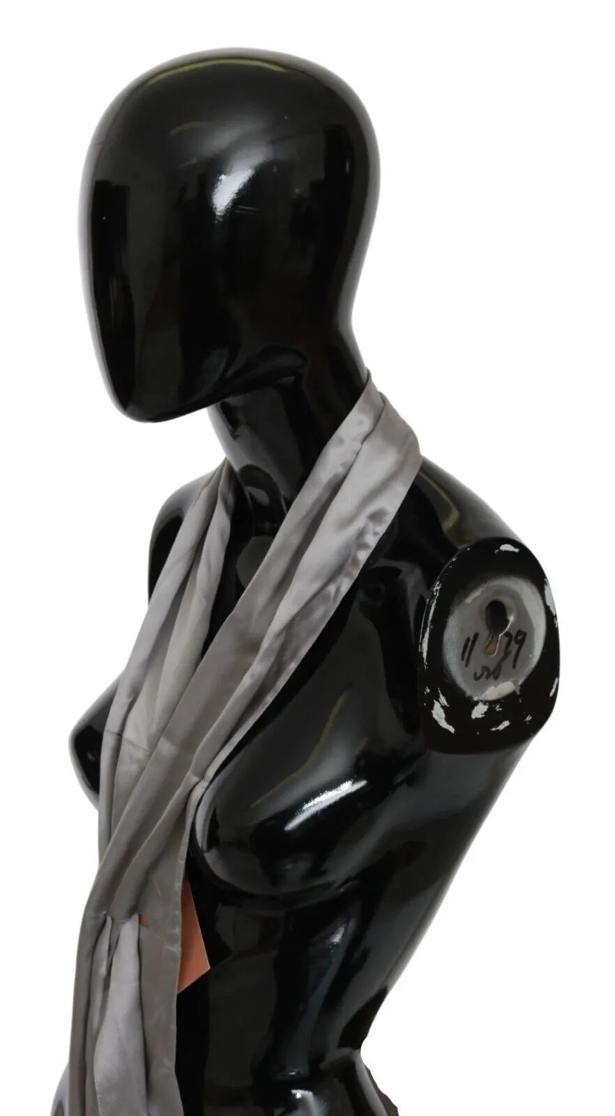 Sleek Silver Silk Neck Scarf for Men sold by Louxly product image thumbnail 2