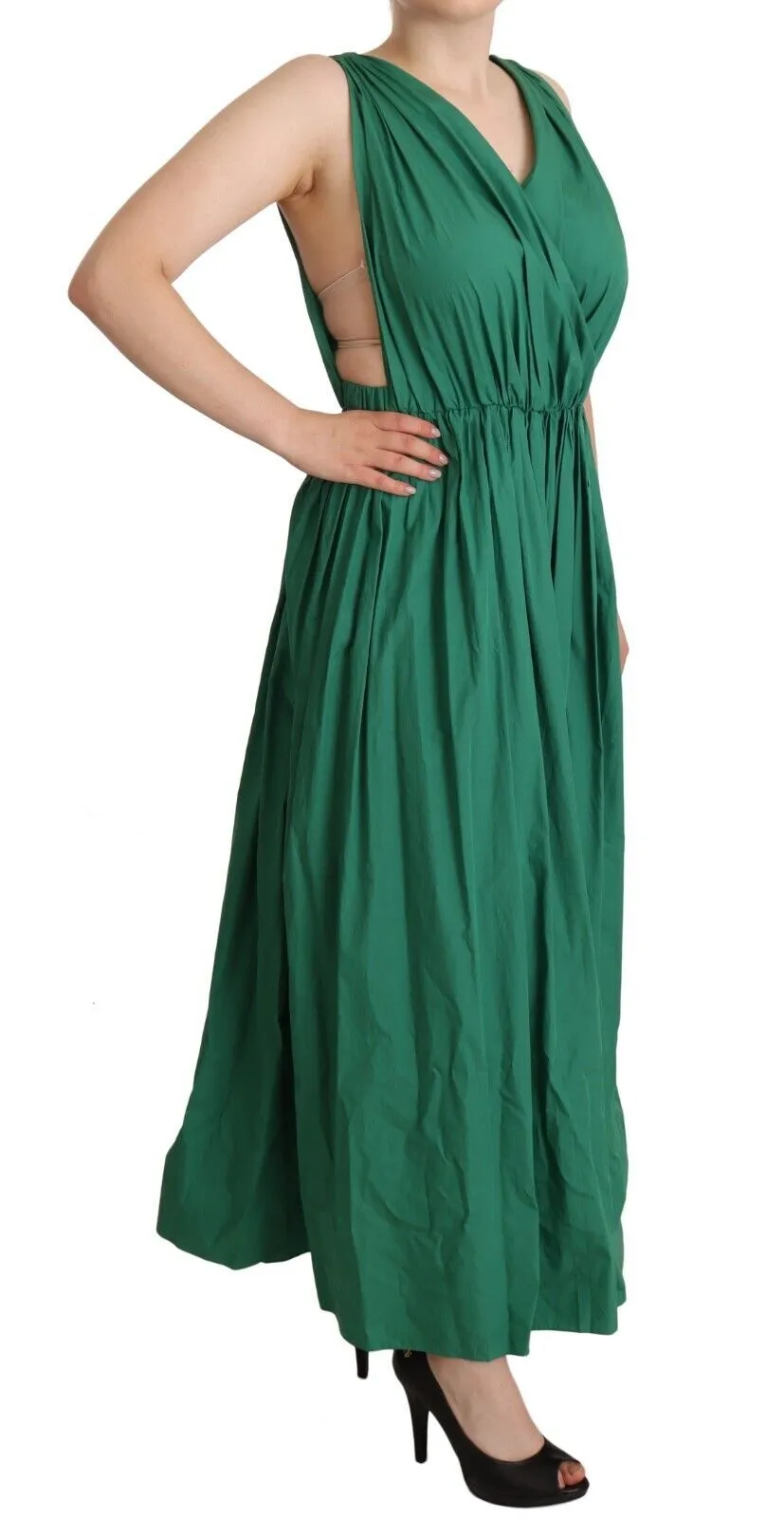 Elegant Deep Green Sleeveless A-Line Dress sold by Louxly product image thumbnail 3