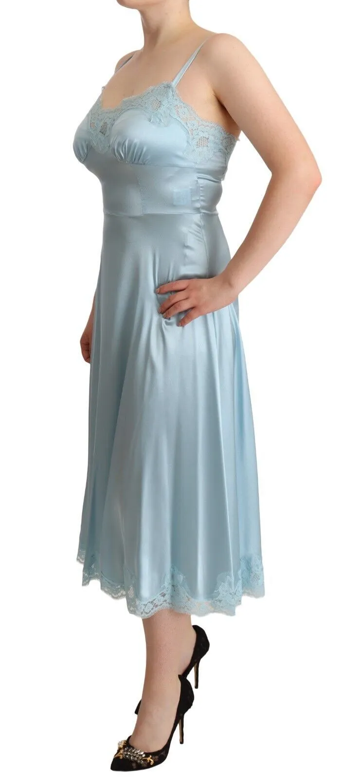 Elegant Lace Trim A-Line Midi Dress sold by Louxly product image thumbnail 2