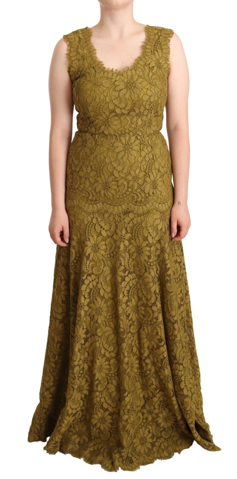 Elegant Lace Floor-Length Sleeveless Gown sold by Louxly