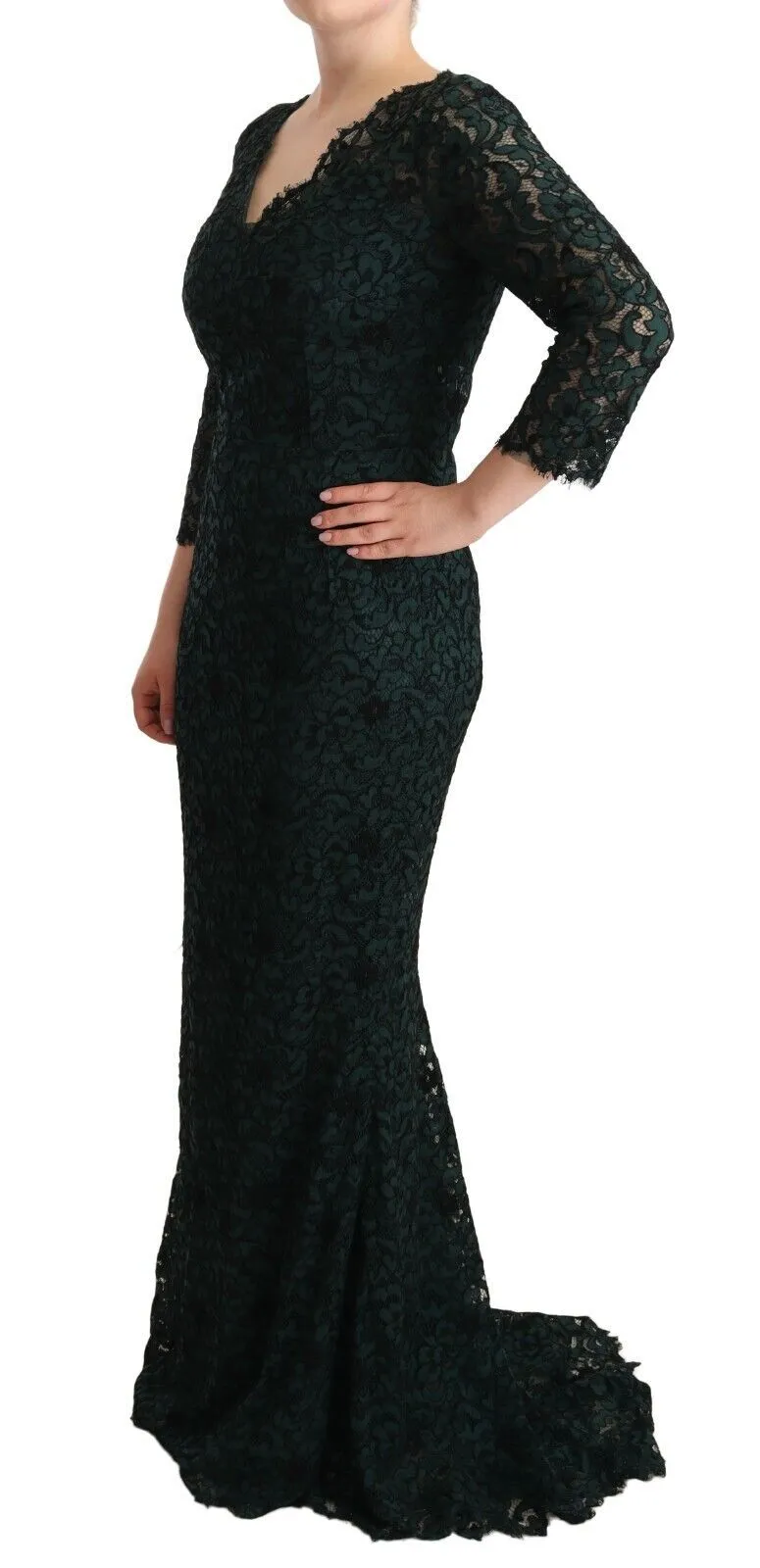 Elegant Lace Floor-Length V-Neck Dress sold by Louxly product image thumbnail 2