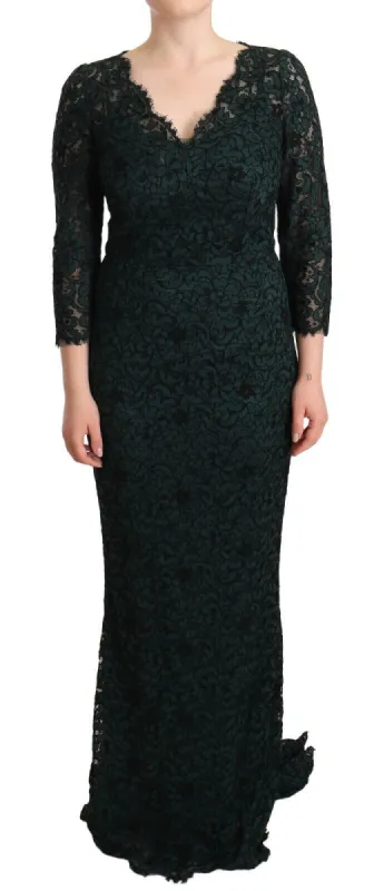 Elegant Lace Floor-Length V-Neck Dress sold by Louxly