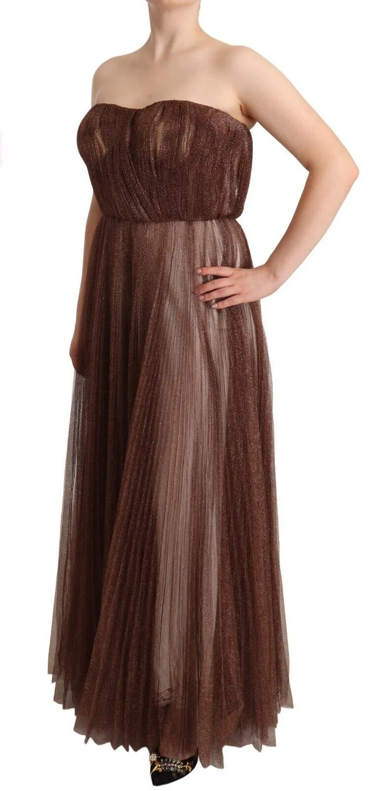 Elegant Metallic Bronze Long Gown sold by Louxly product image thumbnail 2