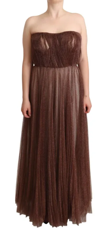 Elegant Metallic Bronze Long Gown sold by Louxly