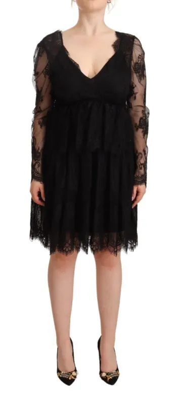 Elegant Floral Lace Long Sleeve Shift Dress sold by Louxly