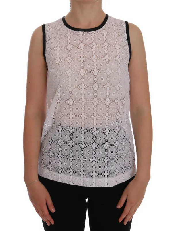 Elegant White Nylon Tank Top sold by Louxly