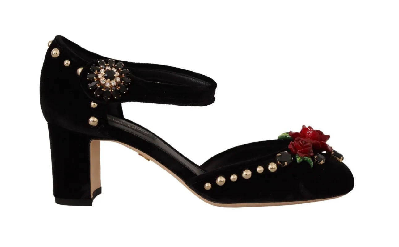 Black Crystal Rose Heel Sandals sold by Louxly