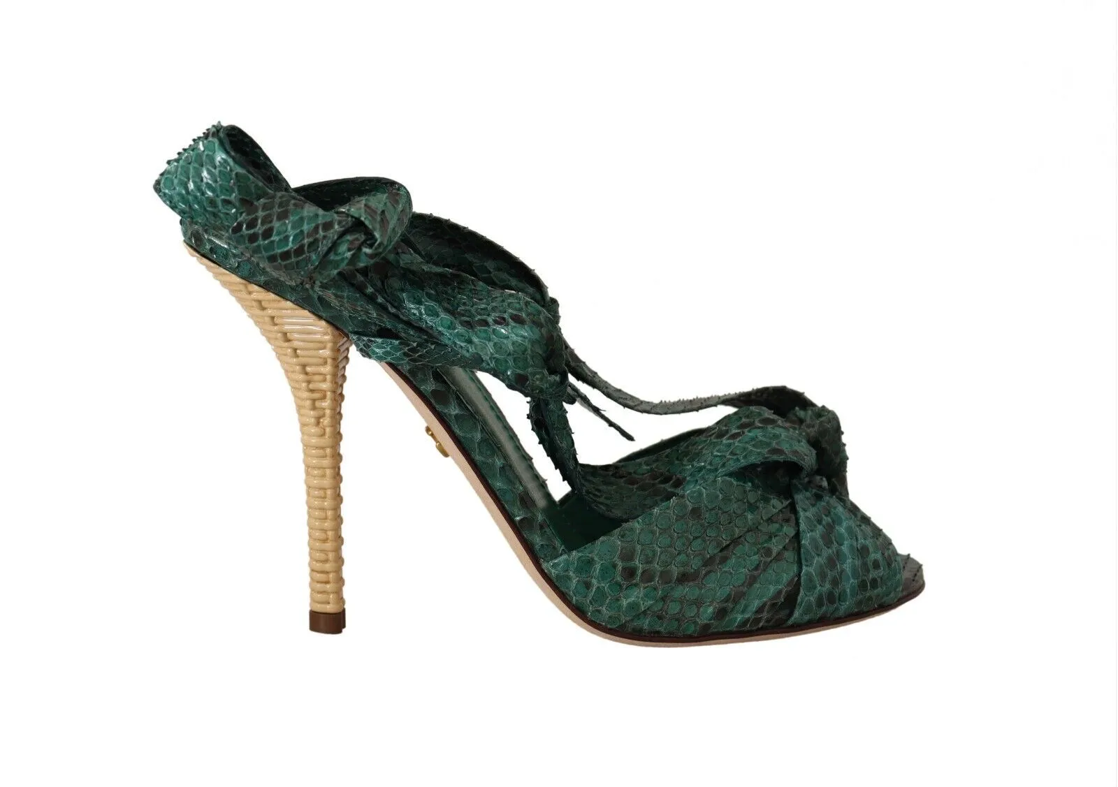 Emerald Exotic Leather Heeled Sandals sold by Louxly