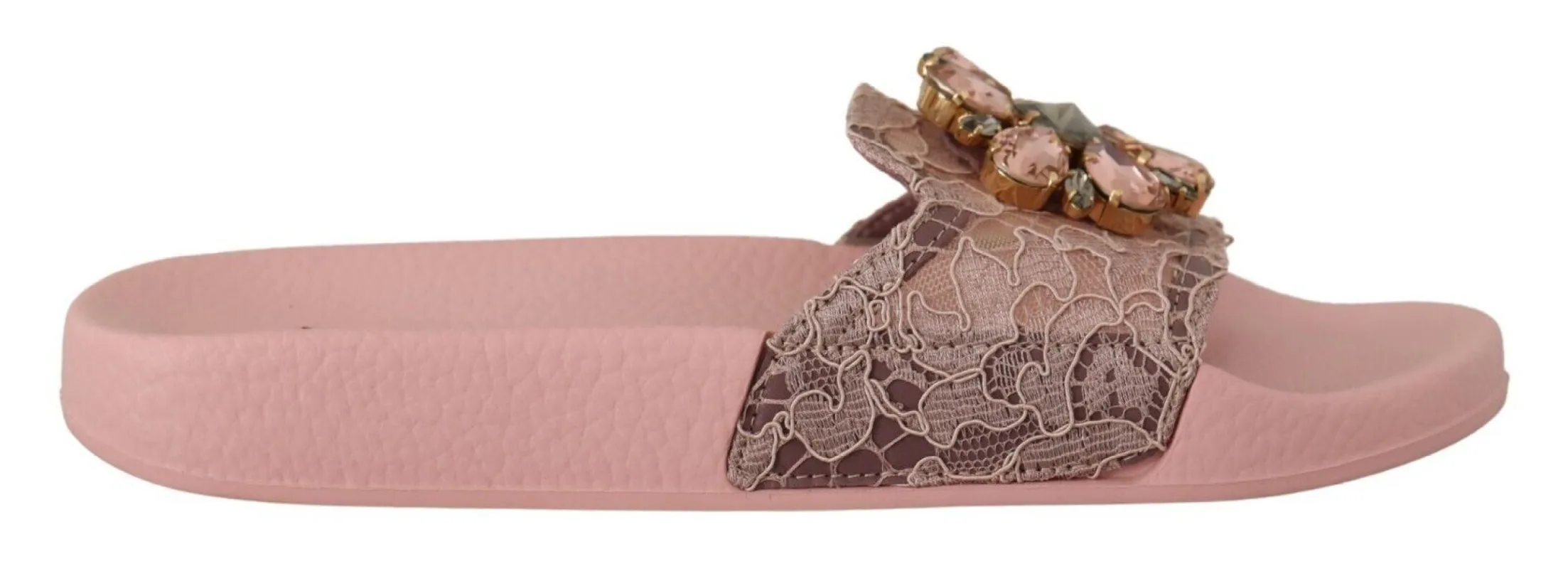 Floral Lace Crystal Embellished Slide Flats sold by Louxly