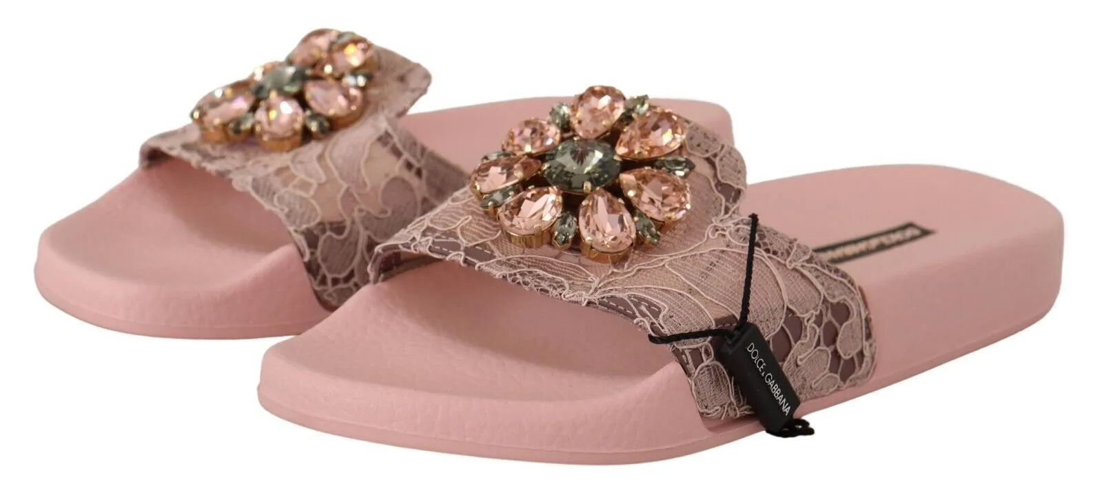 Floral Lace Crystal Embellished Slide Flats sold by Louxly product image thumbnail 3