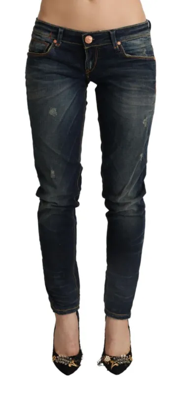 Chic Dark Blue Slim Fit Denim for Style Aficionados sold by Louxly