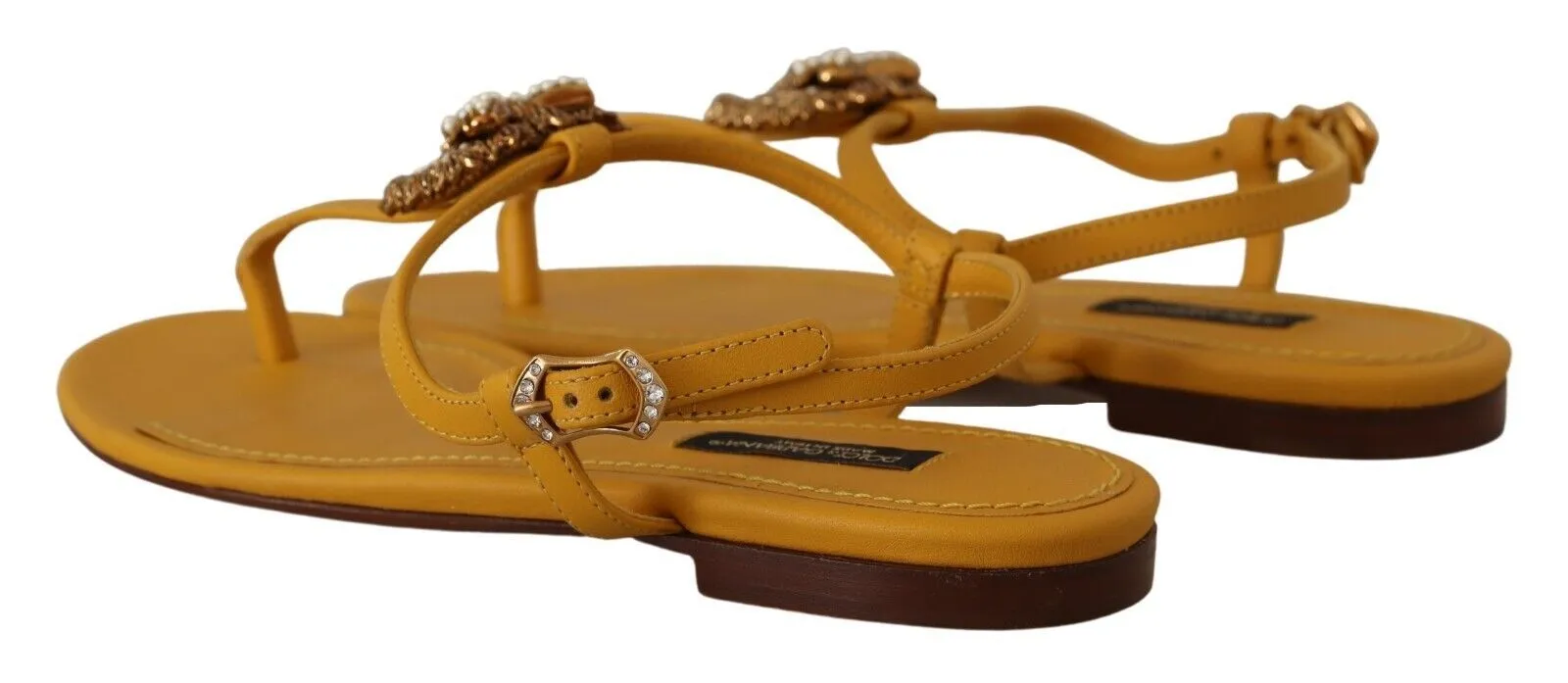 Mustard T-Strap Flat Sandals with Heart Embellishment sold by Louxly product image thumbnail 5