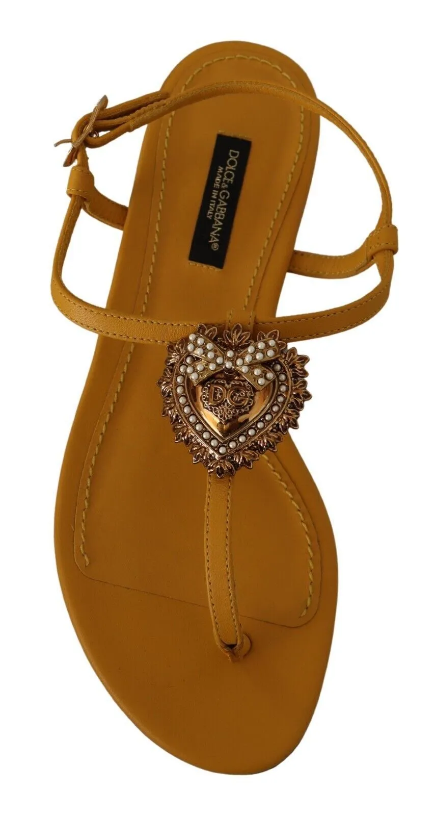 Mustard T-Strap Flat Sandals with Heart Embellishment sold by Louxly product image thumbnail 2