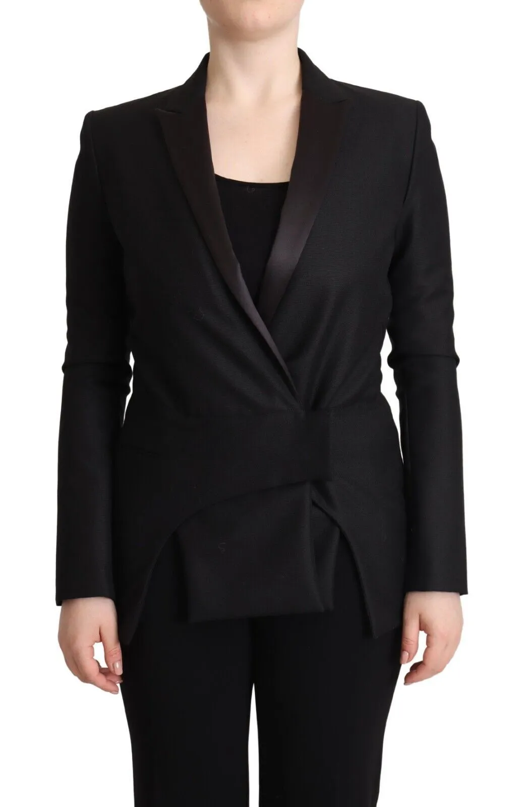 Elegant Black Double-Breasted Blazer sold by Louxly