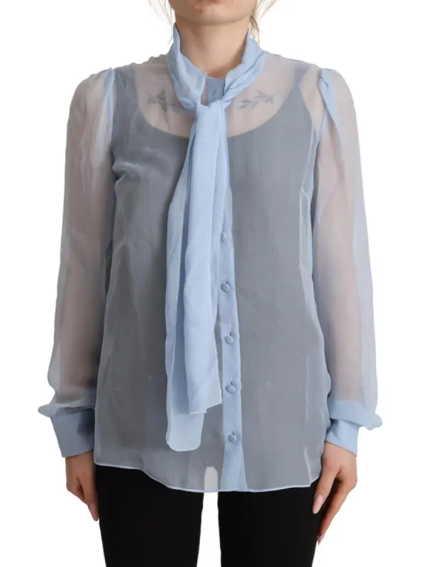Elegant Silk Ascot Collar Blouse sold by Louxly