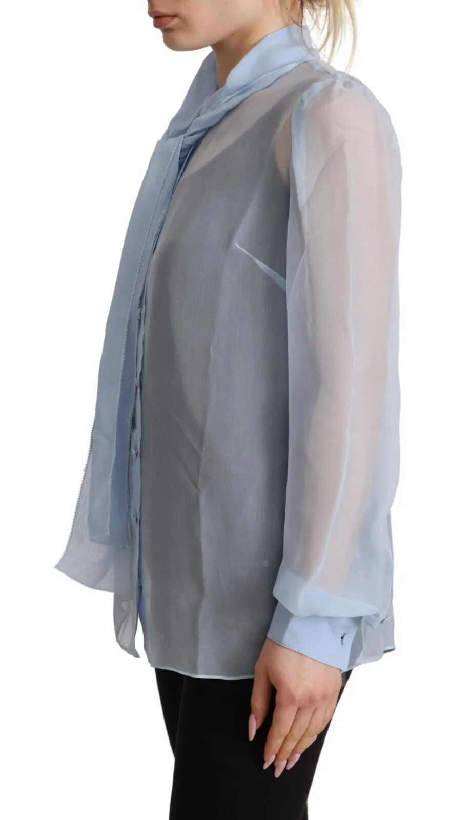 Elegant Silk Ascot Collar Blouse sold by Louxly product image thumbnail 2