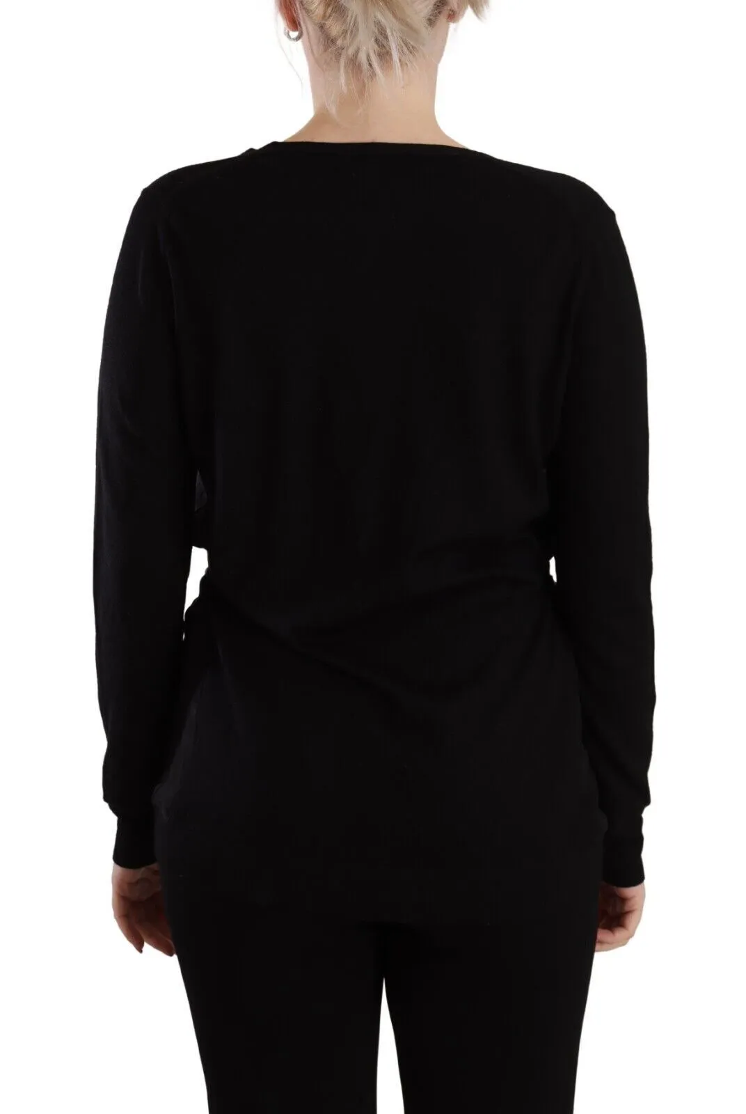 Elegant Black V-Neck Wool Pullover sold by Louxly product image thumbnail 3
