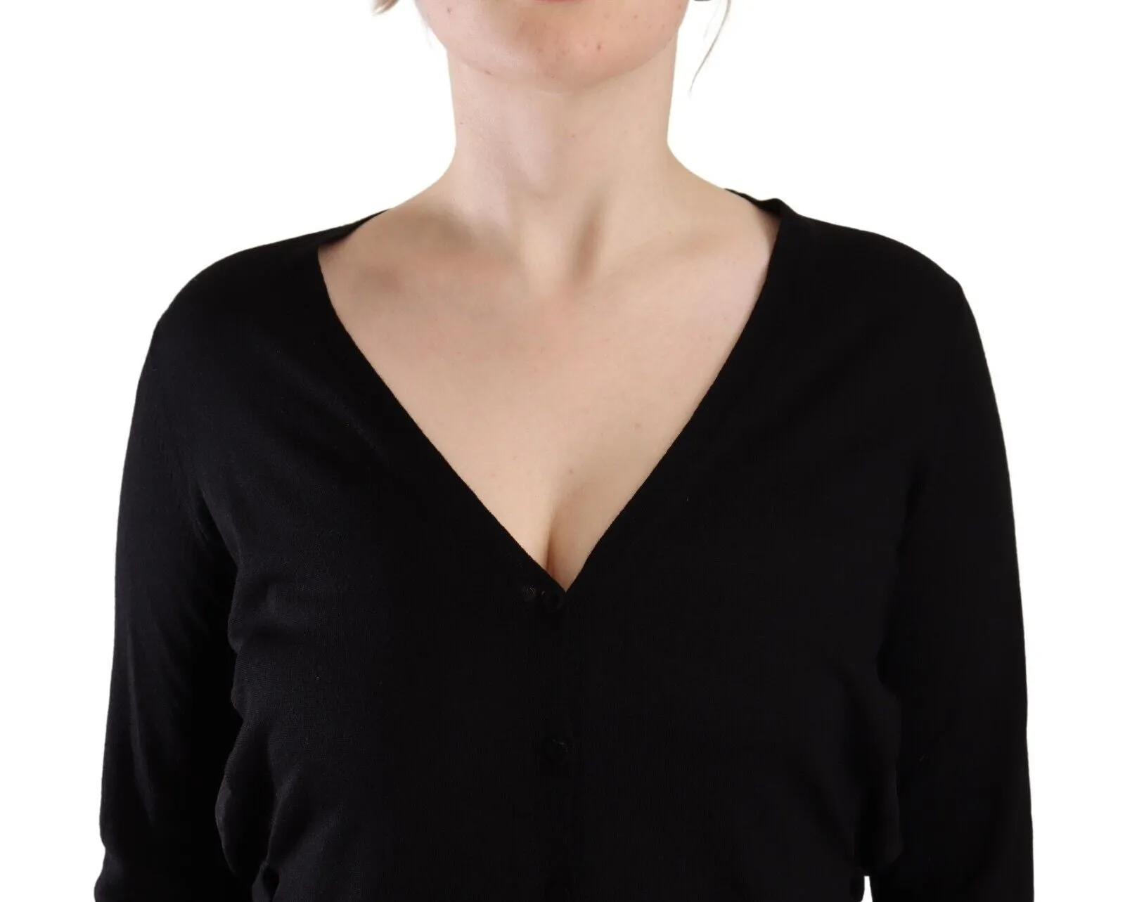 Elegant Black V-Neck Wool Pullover sold by Louxly product image thumbnail 4