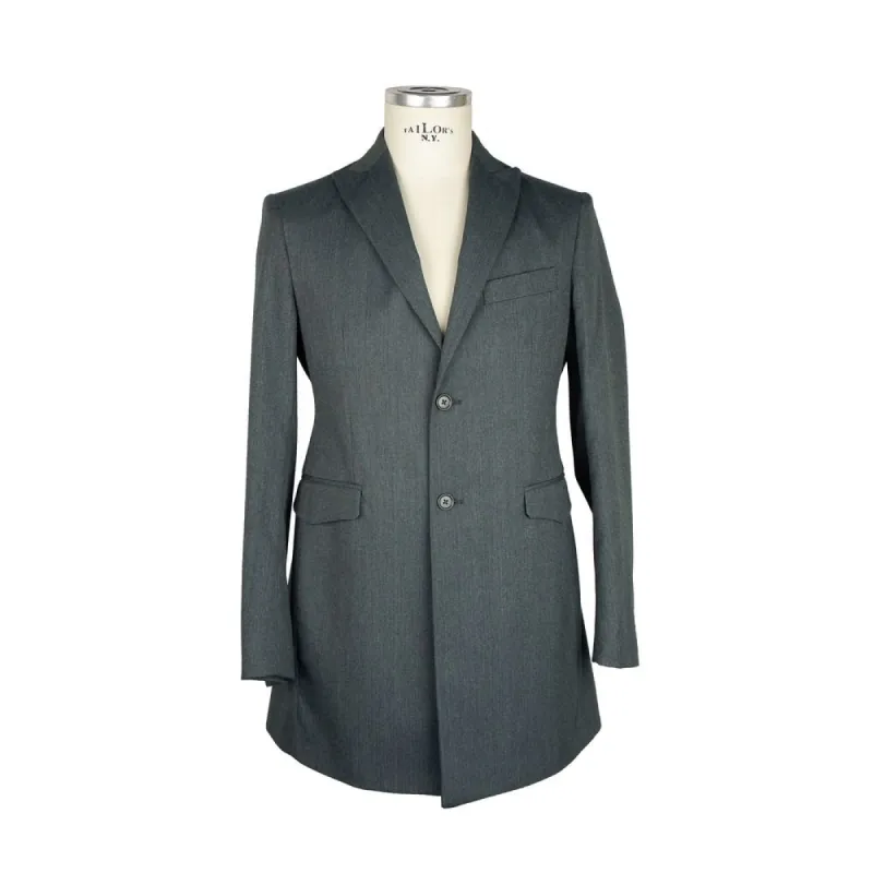 Elegant Gray Wool Blend Men's Short Coat sold by Louxly