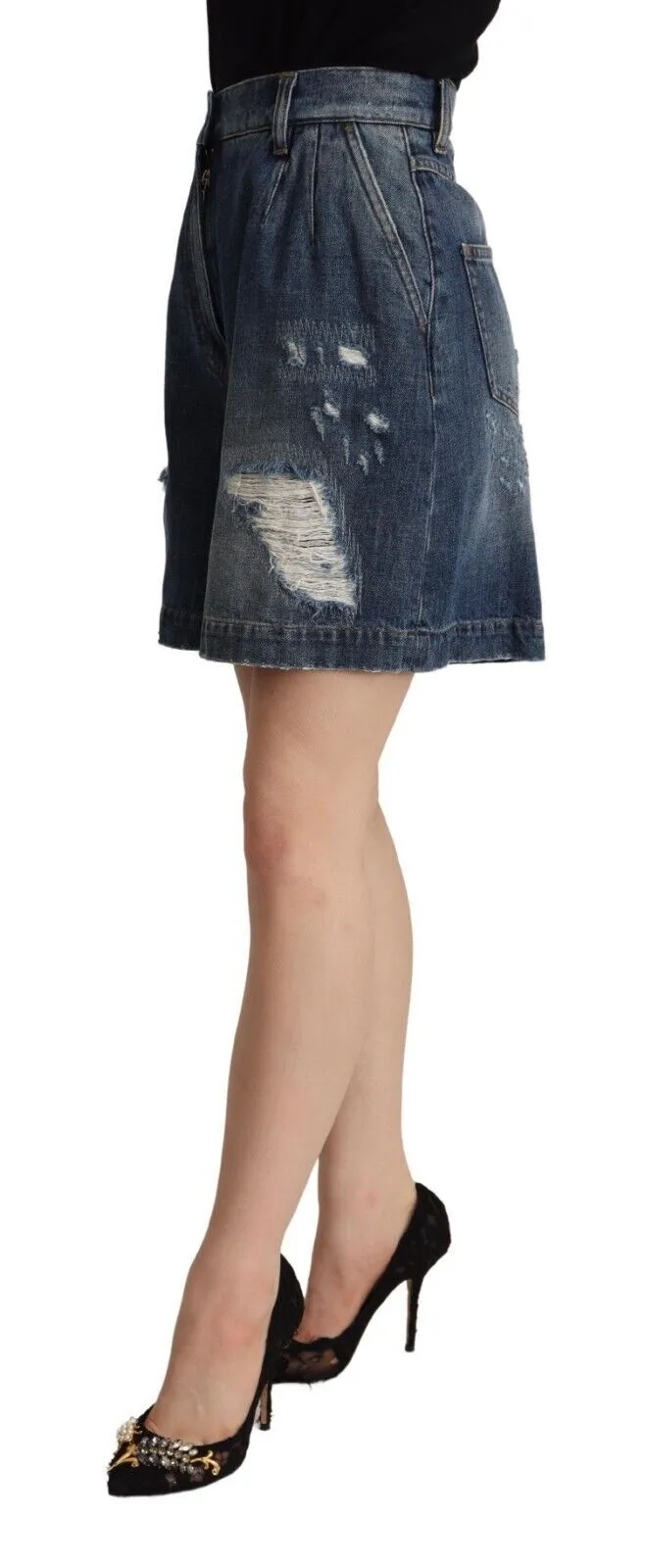 Chic High-Waisted Distressed Bermuda Shorts sold by Louxly product image thumbnail 2