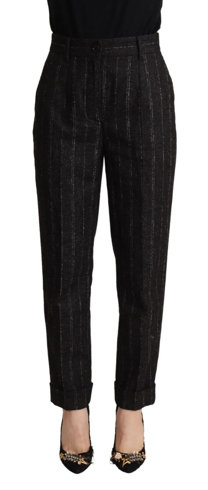 Elegant High-Waisted Striped Tapered Pants sold by Louxly
