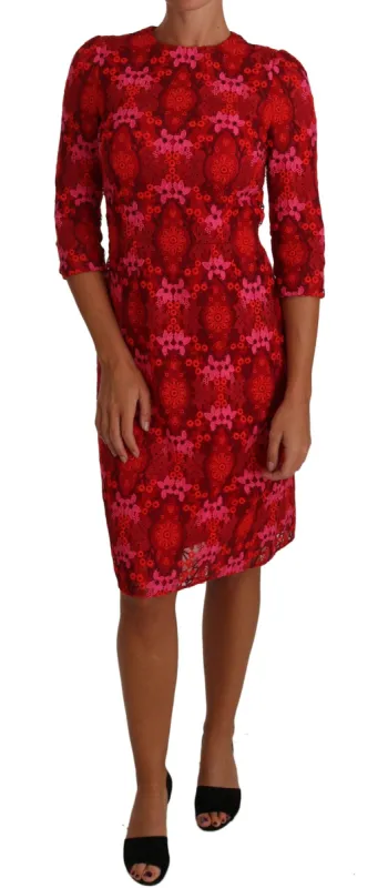 Elegant Floral Crochet Knee-Length Dress sold by Louxly