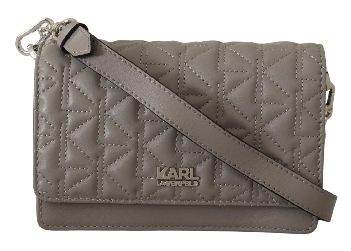 Elegant Grey Leather Crossbody Bag sold by Louxly