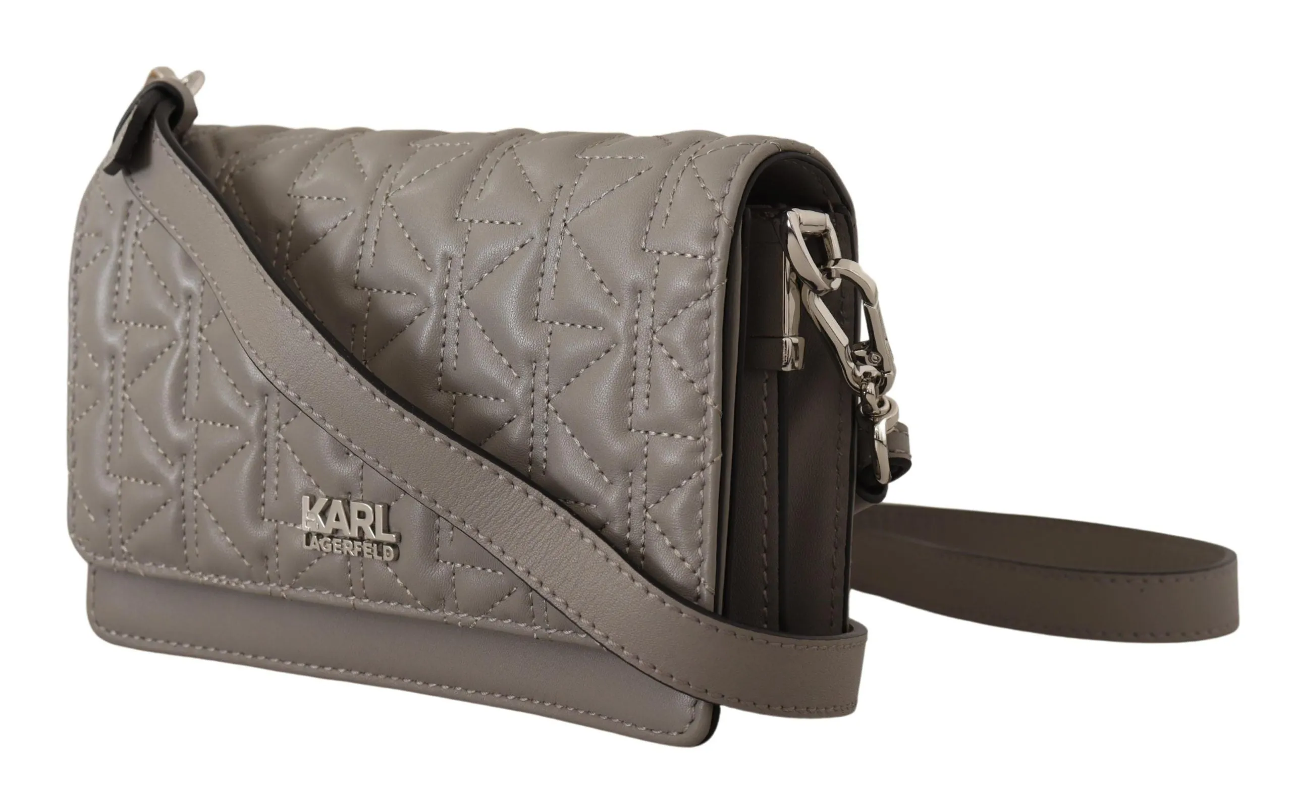 Elegant Grey Leather Crossbody Bag sold by Louxly product image thumbnail 3
