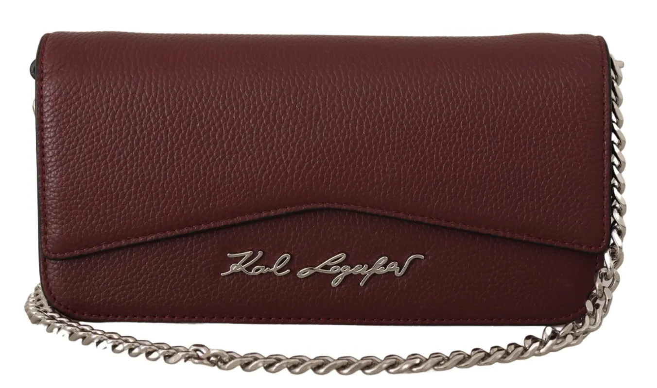 Elegant Wine Leather Evening Clutch sold by Louxly