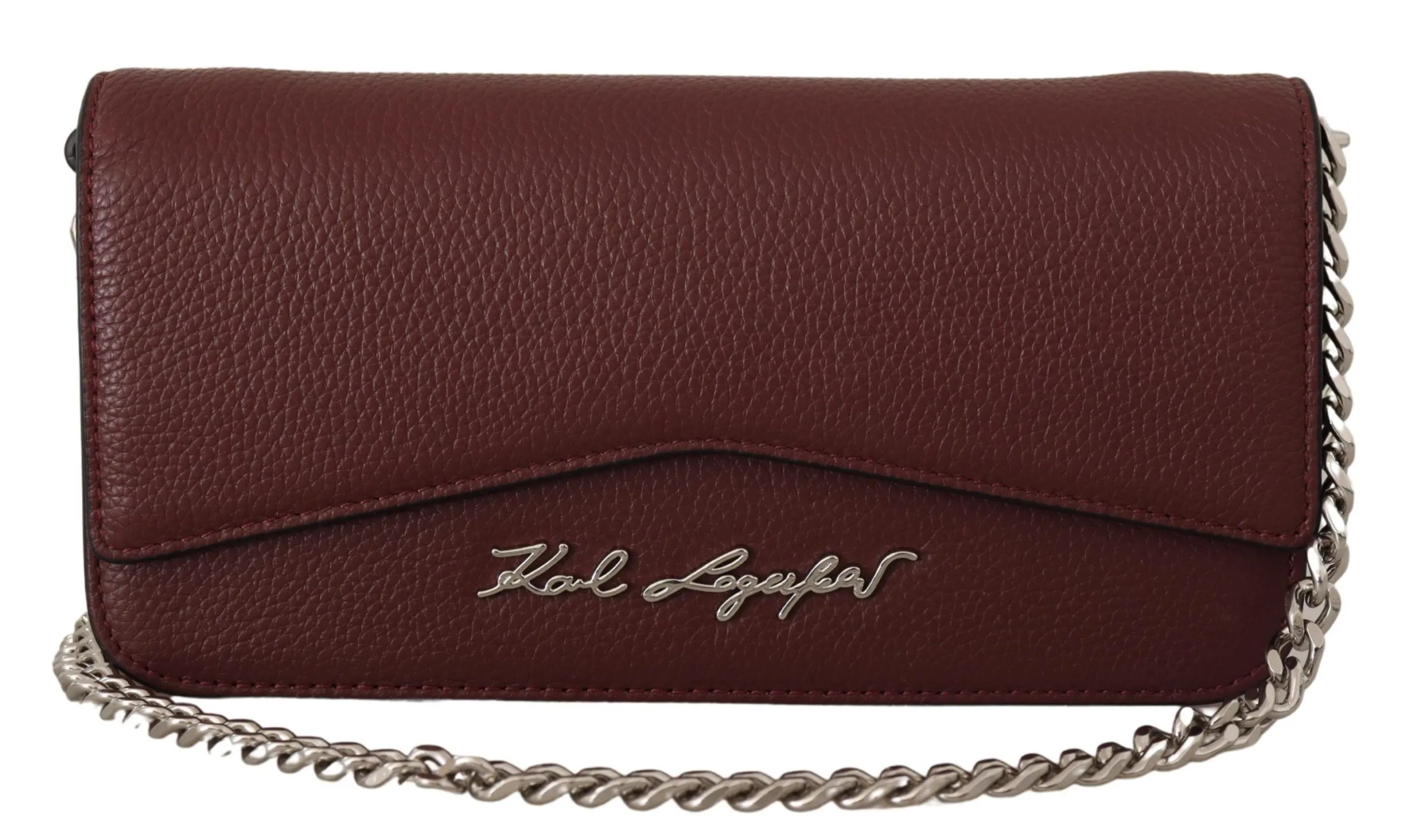 Elegant Wine Leather Evening Clutch sold by Louxly