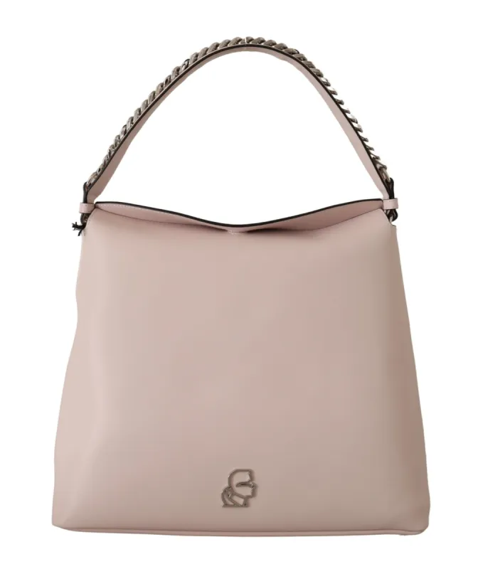 Elegant Mauve Chalk Leather Shoulder Bag sold by Louxly