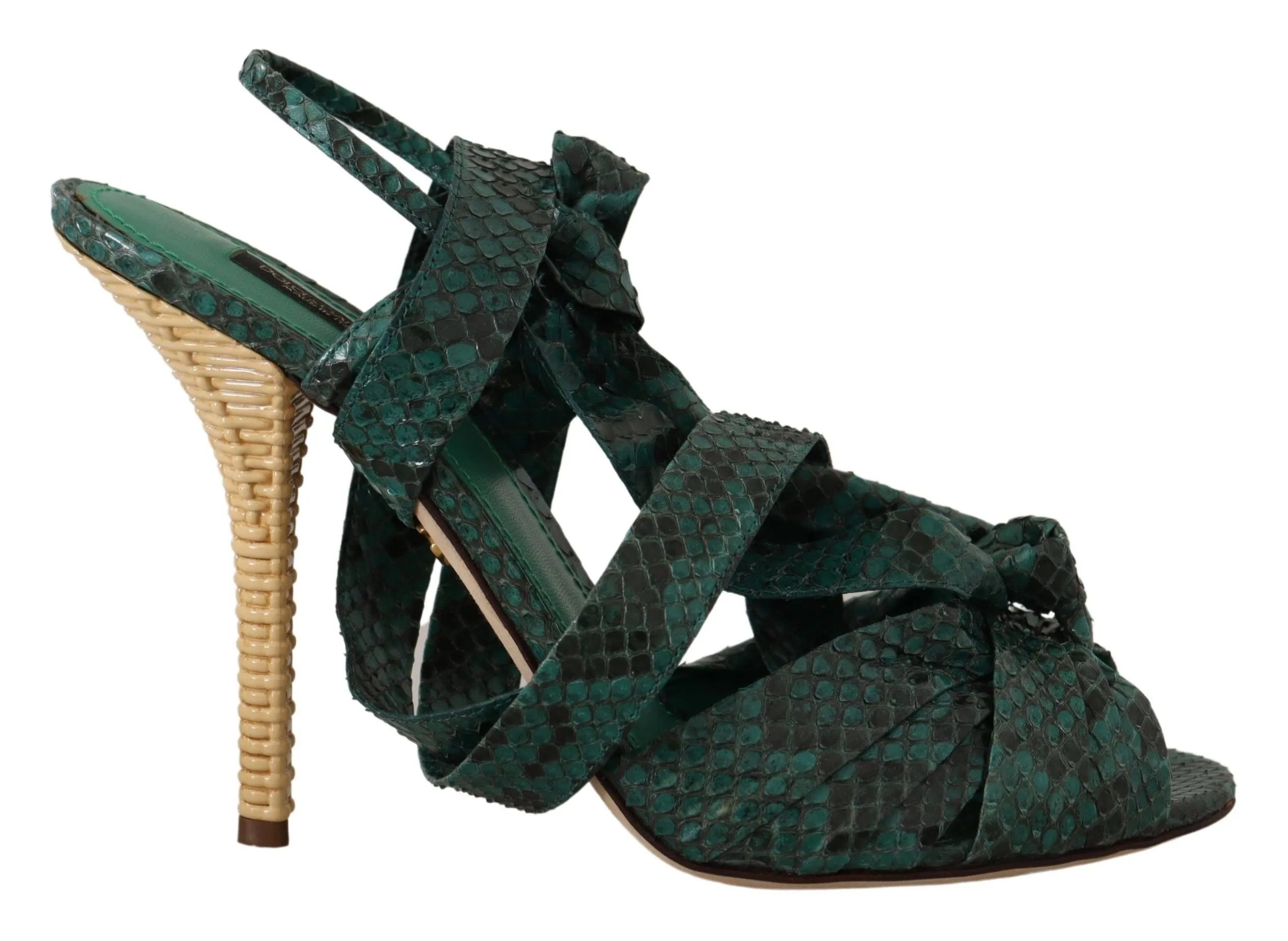 Elegant Green Python Strappy Heels sold by Louxly