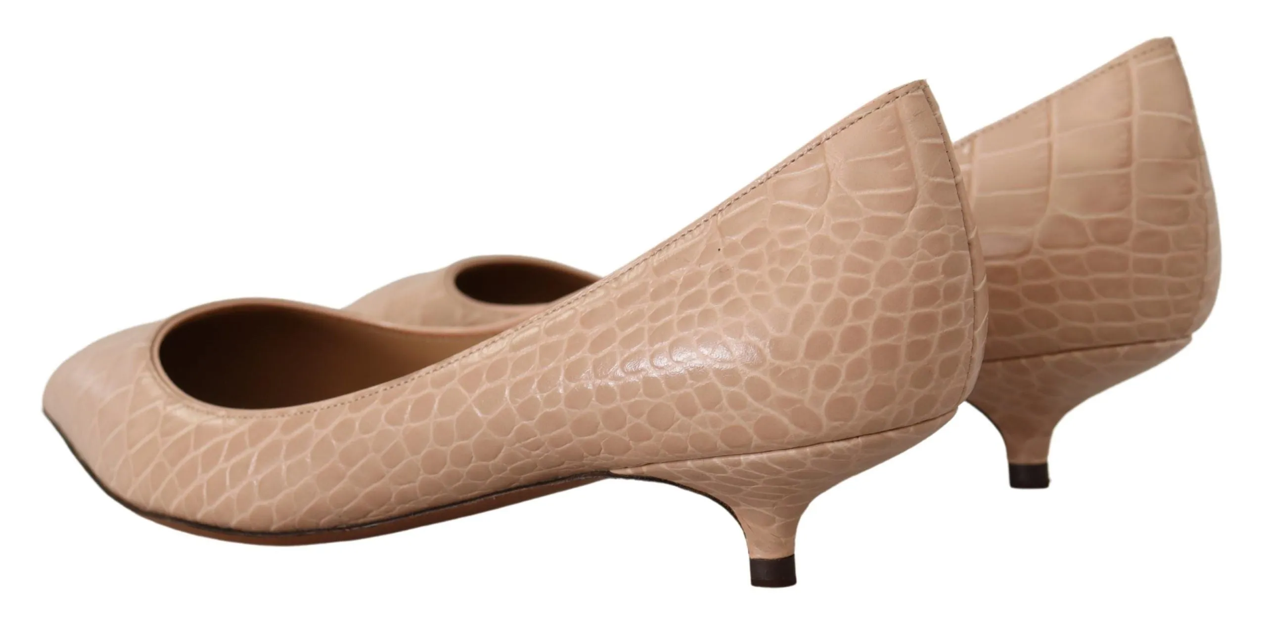 Chic Beige Leather Kitten Heels Pumps sold by Louxly product image thumbnail 3