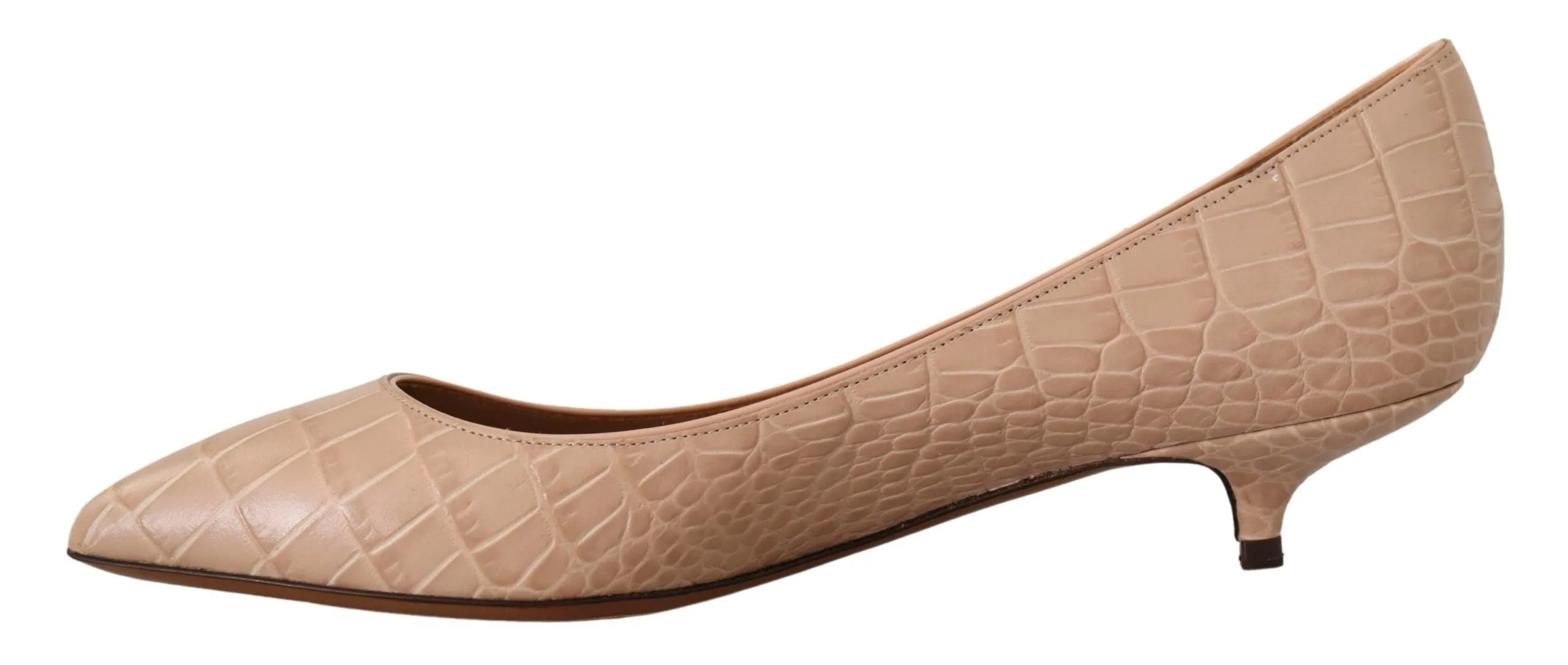 Chic Beige Leather Kitten Heels Pumps sold by Louxly product image thumbnail 4