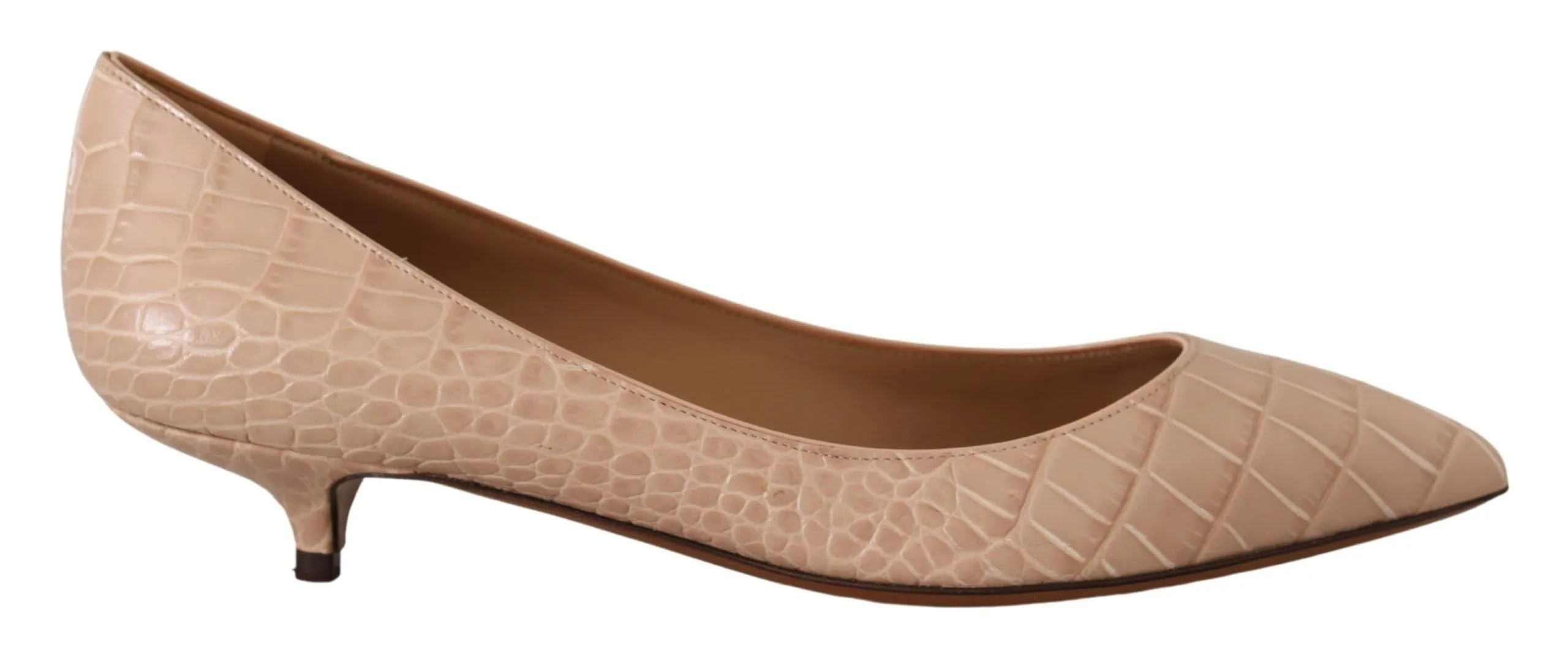 Chic Beige Leather Kitten Heels Pumps sold by Louxly