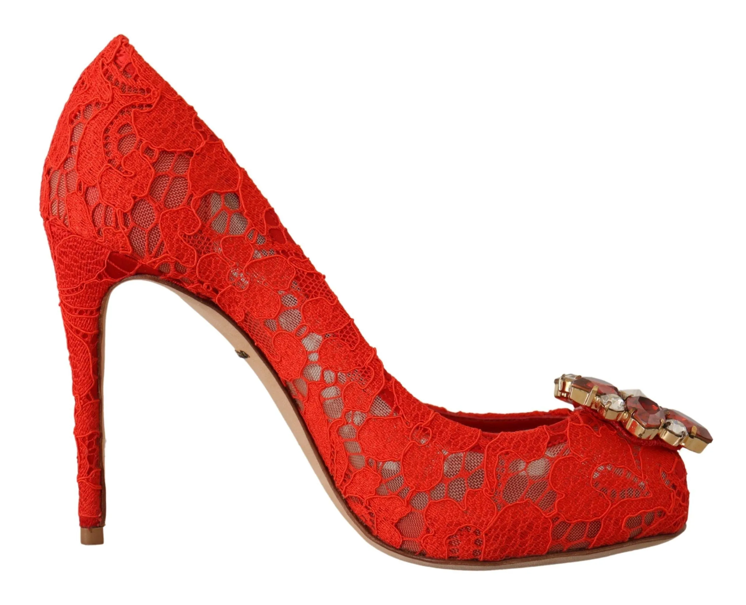 Red Crystal Taormina Lace Heels Pumps sold by Louxly
