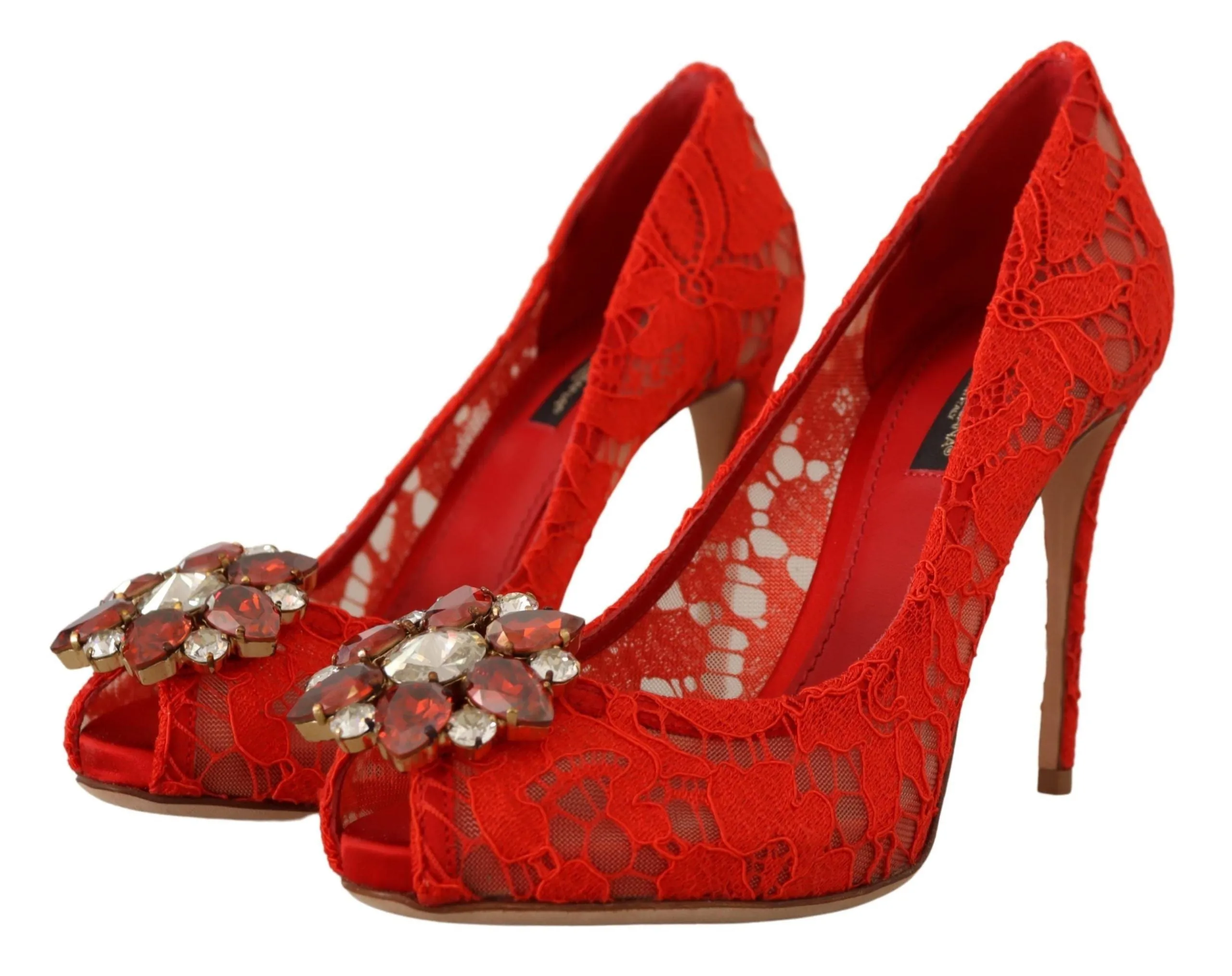 Red Crystal Taormina Lace Heels Pumps sold by Louxly product image thumbnail 2