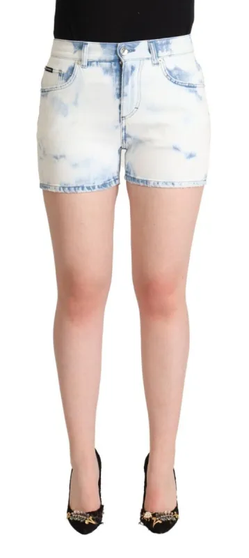 Chic White Denim Mid-Waisted Shorts sold by Louxly