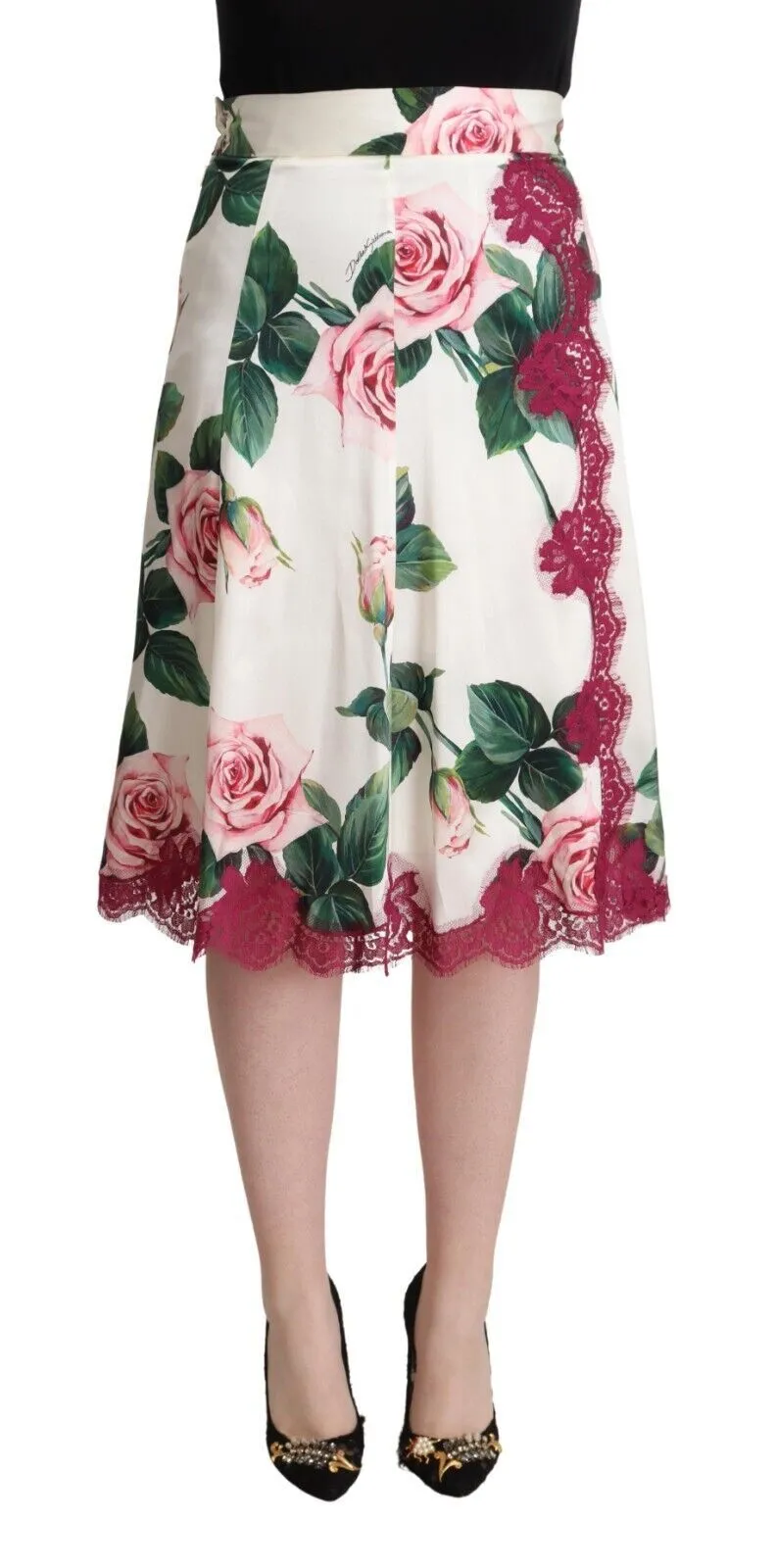 Elegant Floral A-Line Midi Skirt sold by Louxly