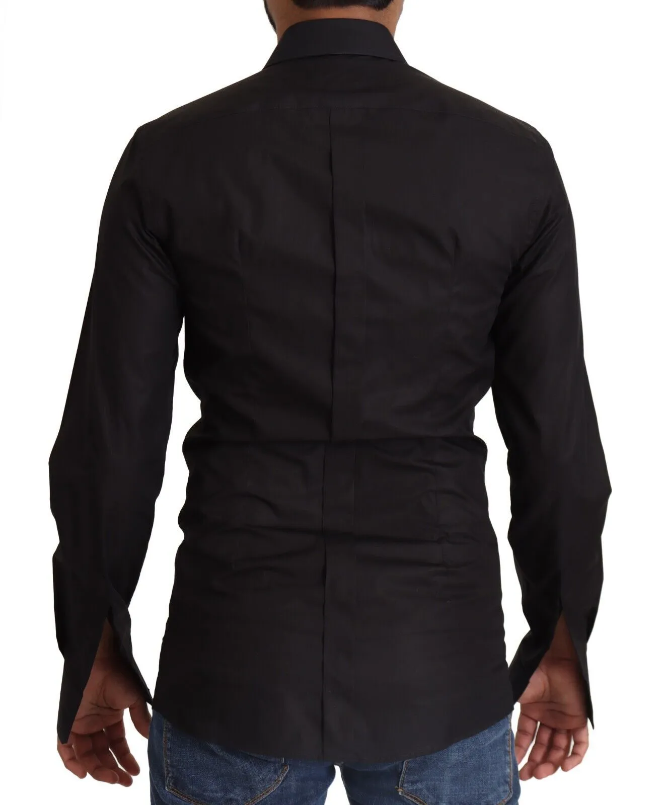 Elegant Slim Fit Black Cotton Dress Shirt sold by Louxly product image thumbnail 3