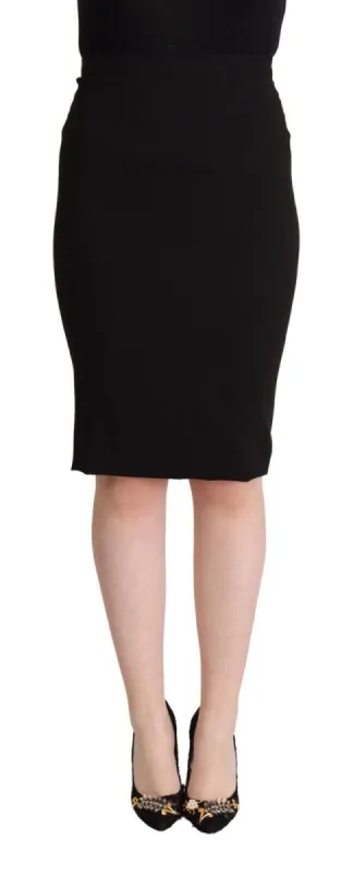 Chic High Waist Pencil Skirt in Black sold by Louxly