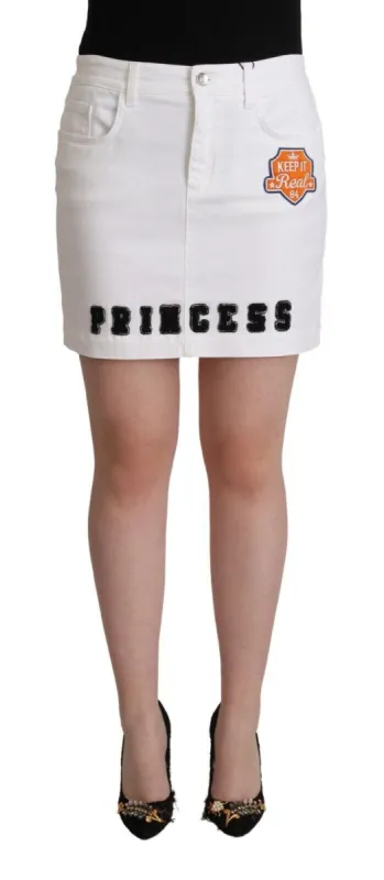 Chic Embellished White Denim Mini Skirt sold by Louxly